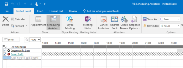 Scheduling assistant outlook